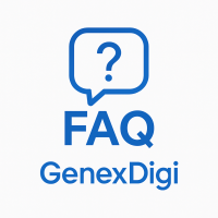 GenexDigi FAQ icon showing a blue question mark speech bubble representing the best digital marketing company.